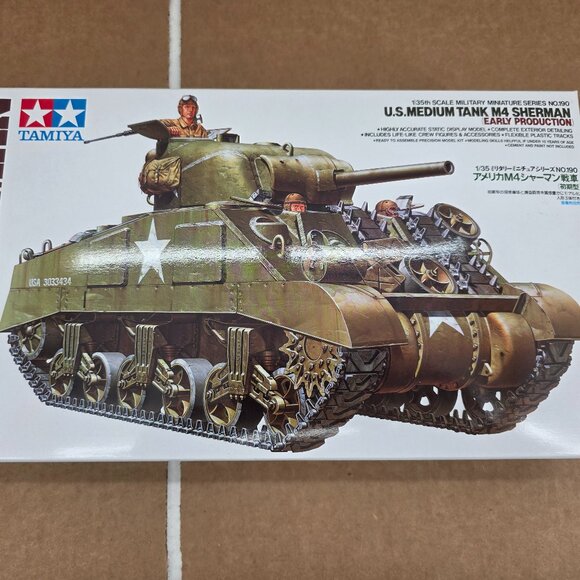Tamiya US M4 Sherman Military Tank 1/35th Model Series No 190 New Sealed